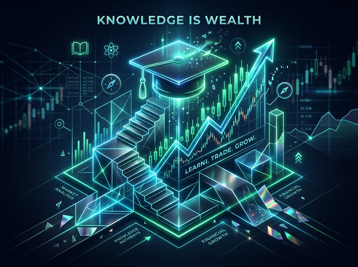 Abstract education-meets-trading concept representing the Sentrivest Academy